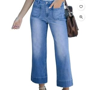 Women's Blue Wide-Leg Jeans NEW: Has Sticker, No Tag